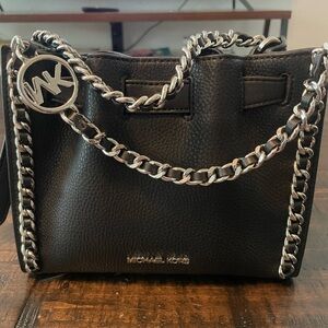 Michael Kors Black Crossbody Bag with Silver Chain